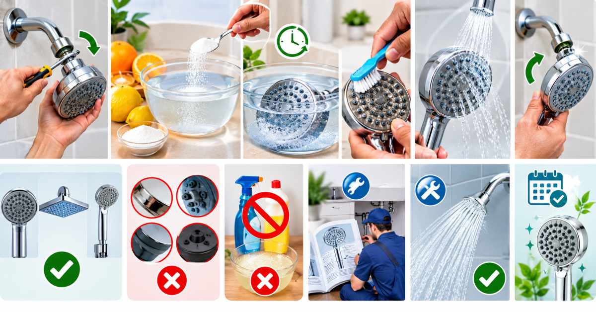 Precautions to take when cleaning a showerhead