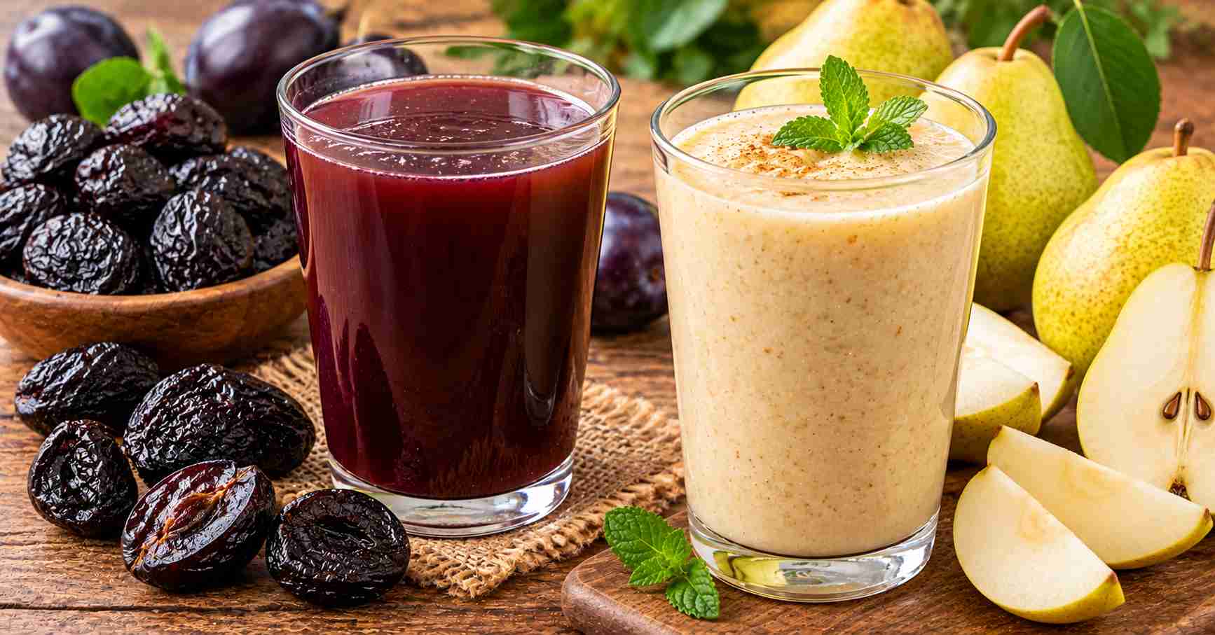 Prune Juice and Pear Smoothie Still Life-1734x907