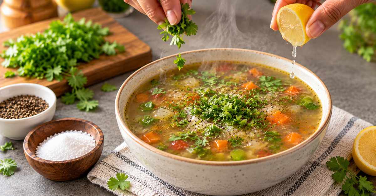 Seasoned to taste... nutritious Ragi soup is ready.