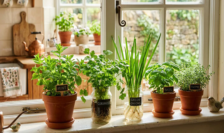 Gardening Tips: చిన్న కుండీల్లోనే కిచెన్ గార్డెన్.. వంటకు ఉపయోగపడే 6 సువాసన మొక్కలు ఇవే..