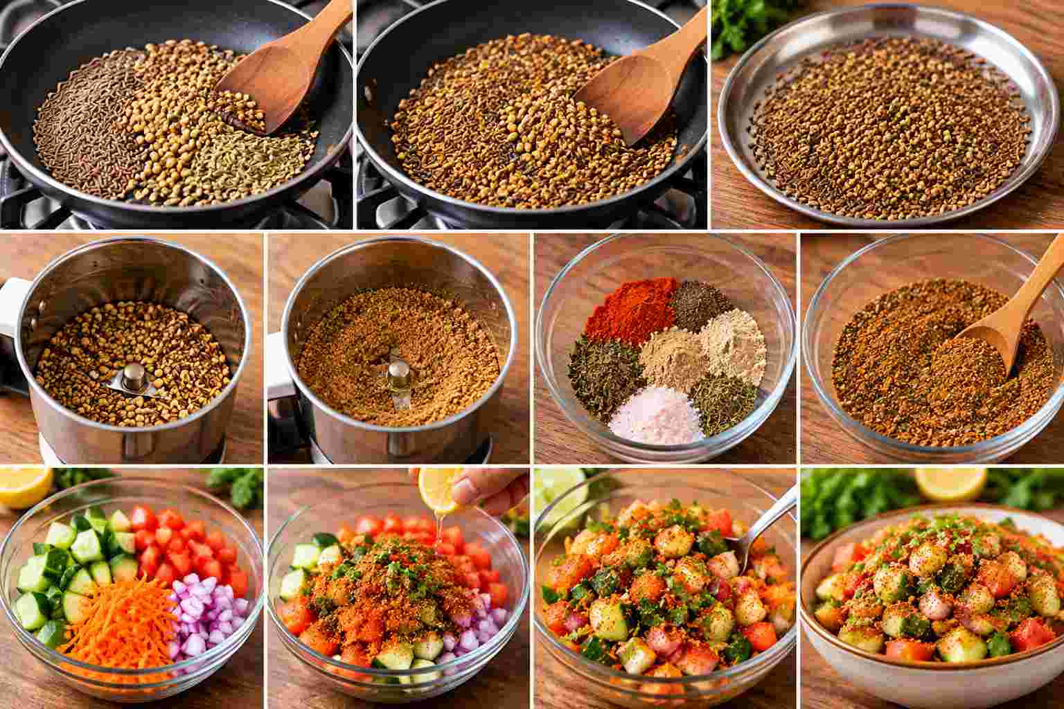 preparation for Spicy Salad Masala