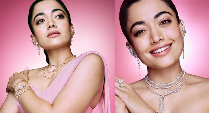 Rashmika's glamour in the Swarovski Diwali campaign.