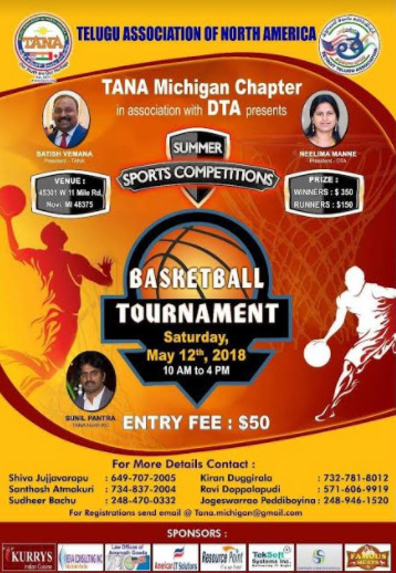 TANA and DTA Presents Basketball Tournament on May 12