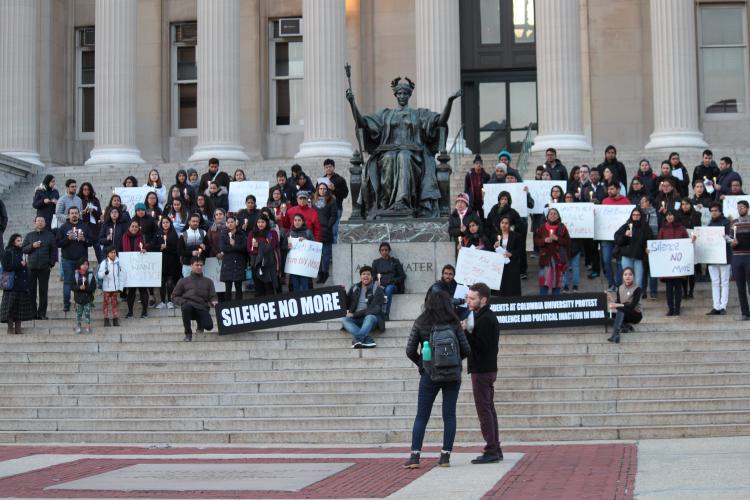 Students Of Columbia University Hold A Candlelight Vigil To Protest The Heinous Rapes In Kathua And Unnao 