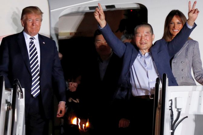 ముగ్గురు అమెరికన్లకు ట్రంప్ స్వాగతం