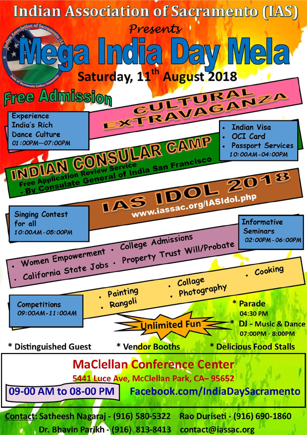 IAS Presents Mega India Day Mela on 11th Aug 2018