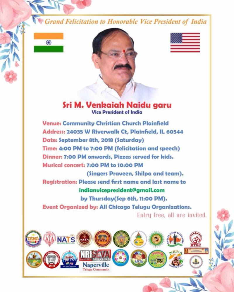 Felicitation to the Honorable Vice President of India – Sri Venkaiah Naidu Felicitation to the Honorable Vice President of India – Sri Venkaiah Naidu