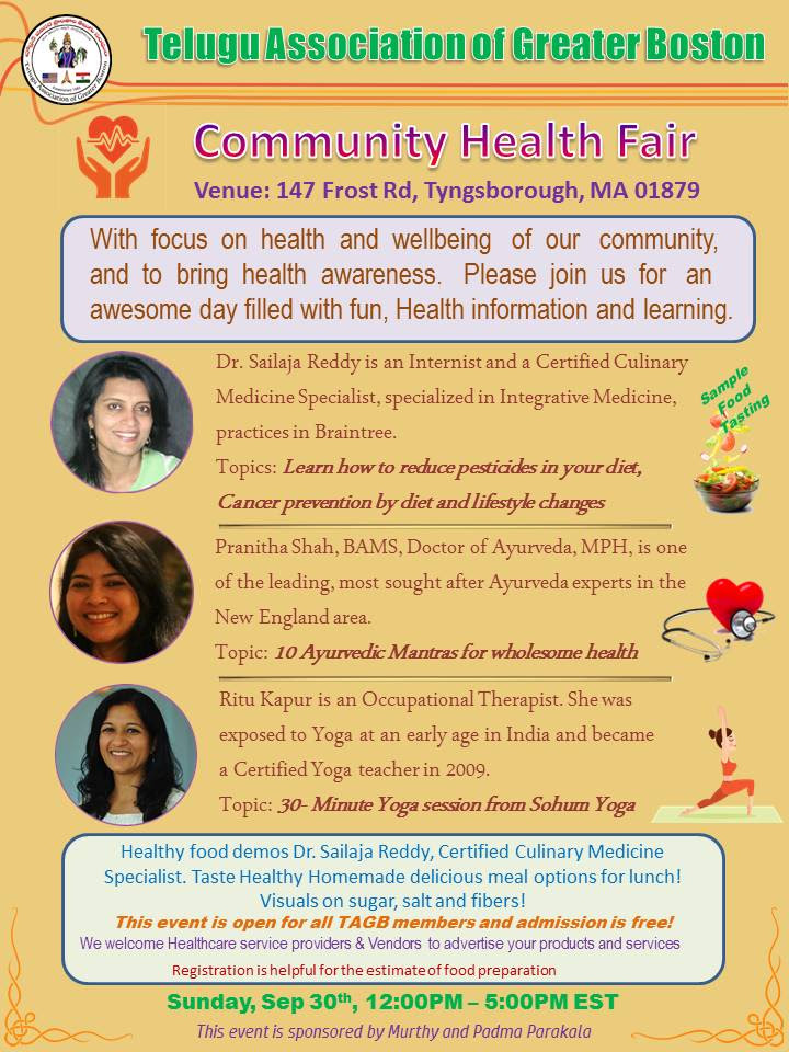 TAGB Community Health Fair on Sept 30