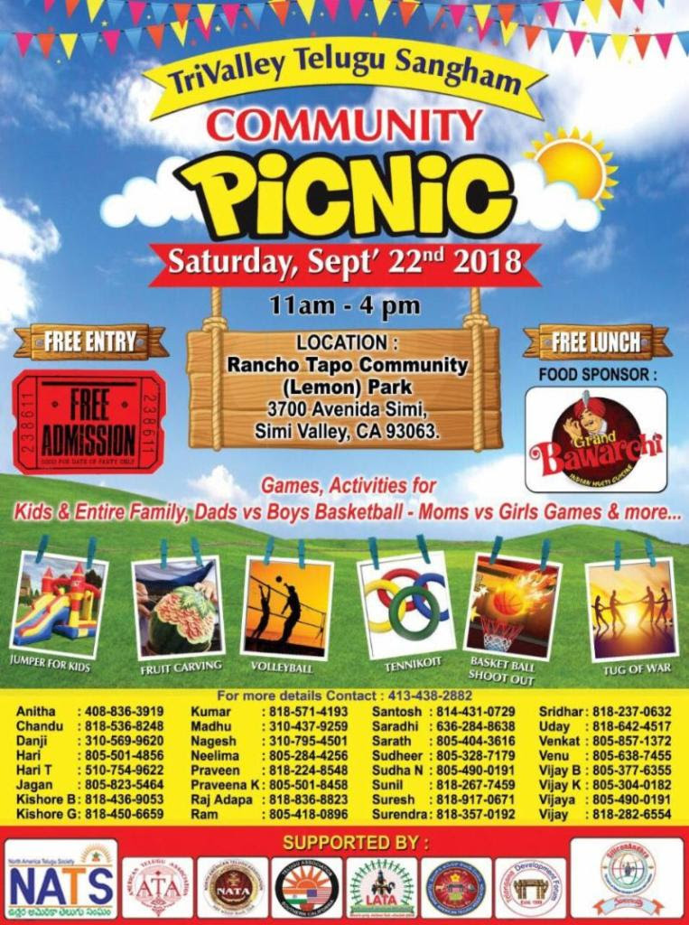 TriValley Telugu Sangham Community Picnic on Sept 22