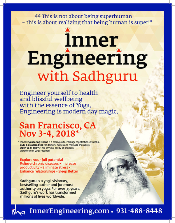 Inner Engineering with Sadhguru Event from Nov 3-4, 2018