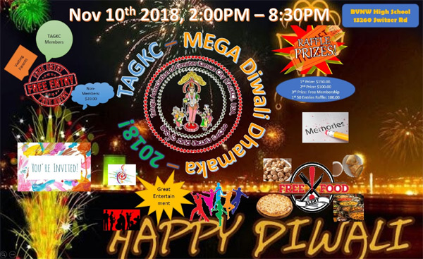 TAGKC Deepavali Grand Celebrations 2018!! Registration starts at 2.00pm
