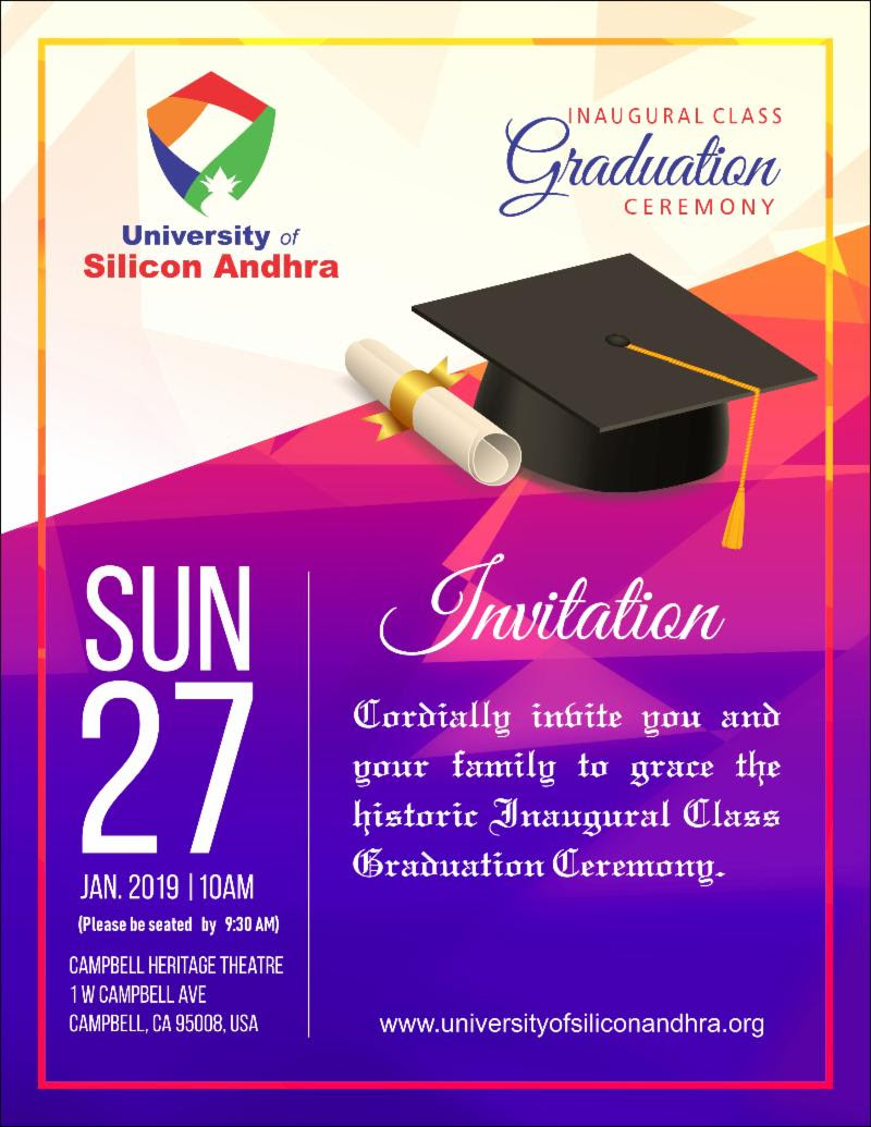 University of Silicon Andhra First Graduation Ceremony on 27 Jan 2019