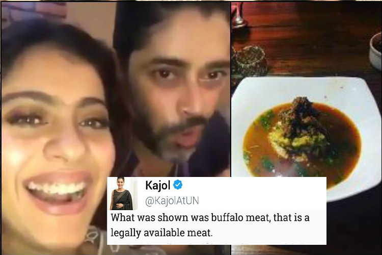 షాకింగ్ వీడియో: బీఫ్ వివాదంలో హీరోయిన్ కాజోల్, వివరణ!