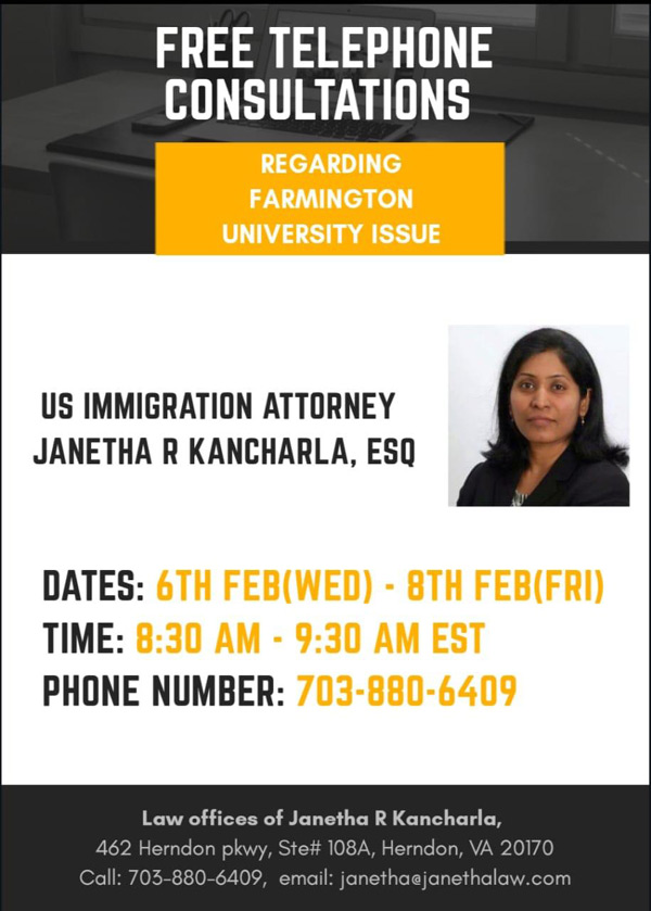 Free Telephone Consultations Regarding Farmington University Issue