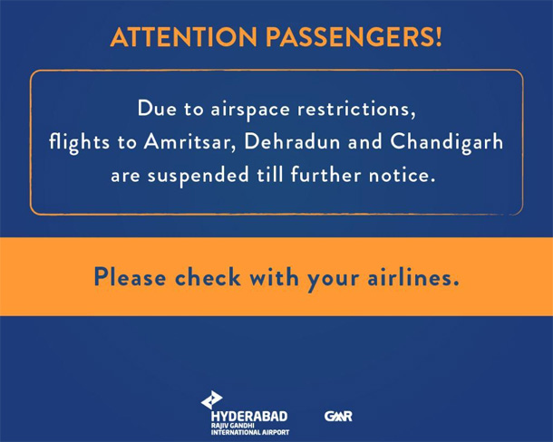 హైదరాబాద్ నుంచి విమాన సర్వీసులు రద్దు