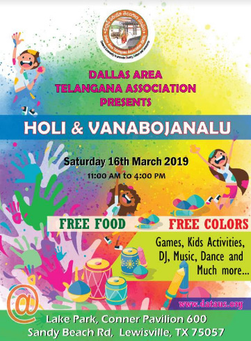DATA Presents Holi & Vanabhojanalu on 16th Mar 2019