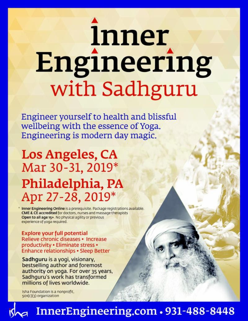 Inner Engineering with Sadhguru in Philadelphia (April 27-28, 2019)