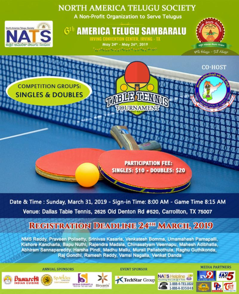 NATS Table Tennis Tournament on 31 Mar 2019