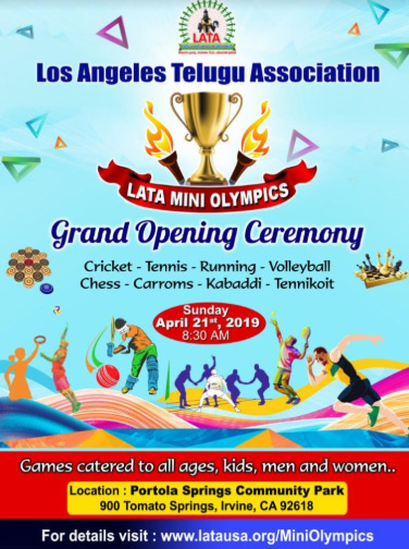LATA Mini Olympics Opening Ceremony & Cricket Kickoff – April 21st