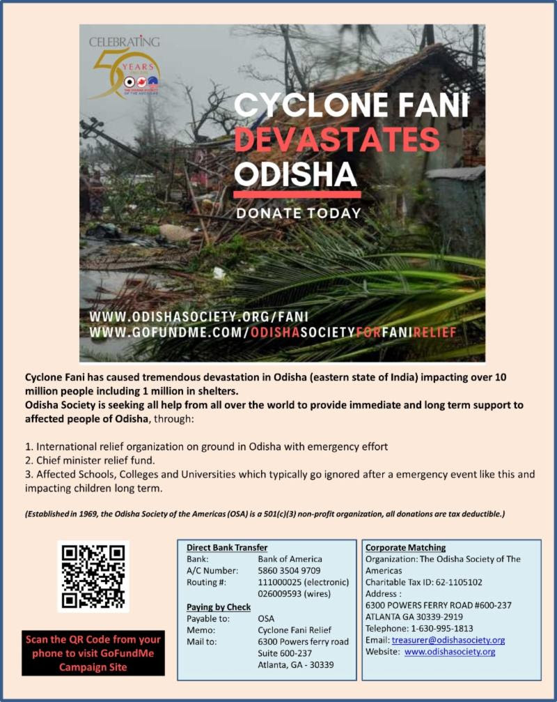 Request your help for Cyclone Fani relief