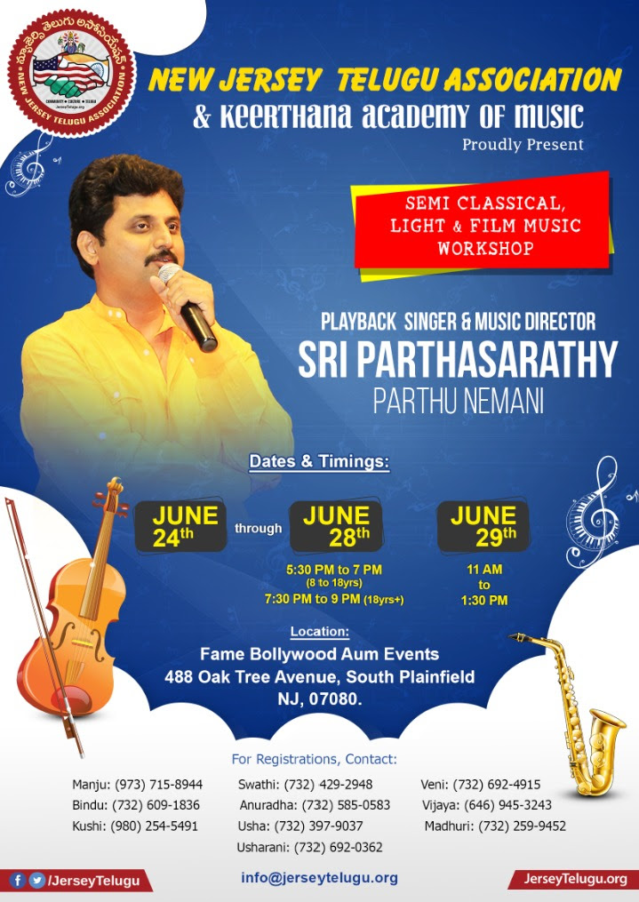 Parthu Nemani Music Workshop June 24th Through June 29th 