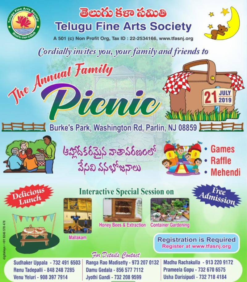 TFAS Annual Family Picnic in New Jersey on 21 July 2019