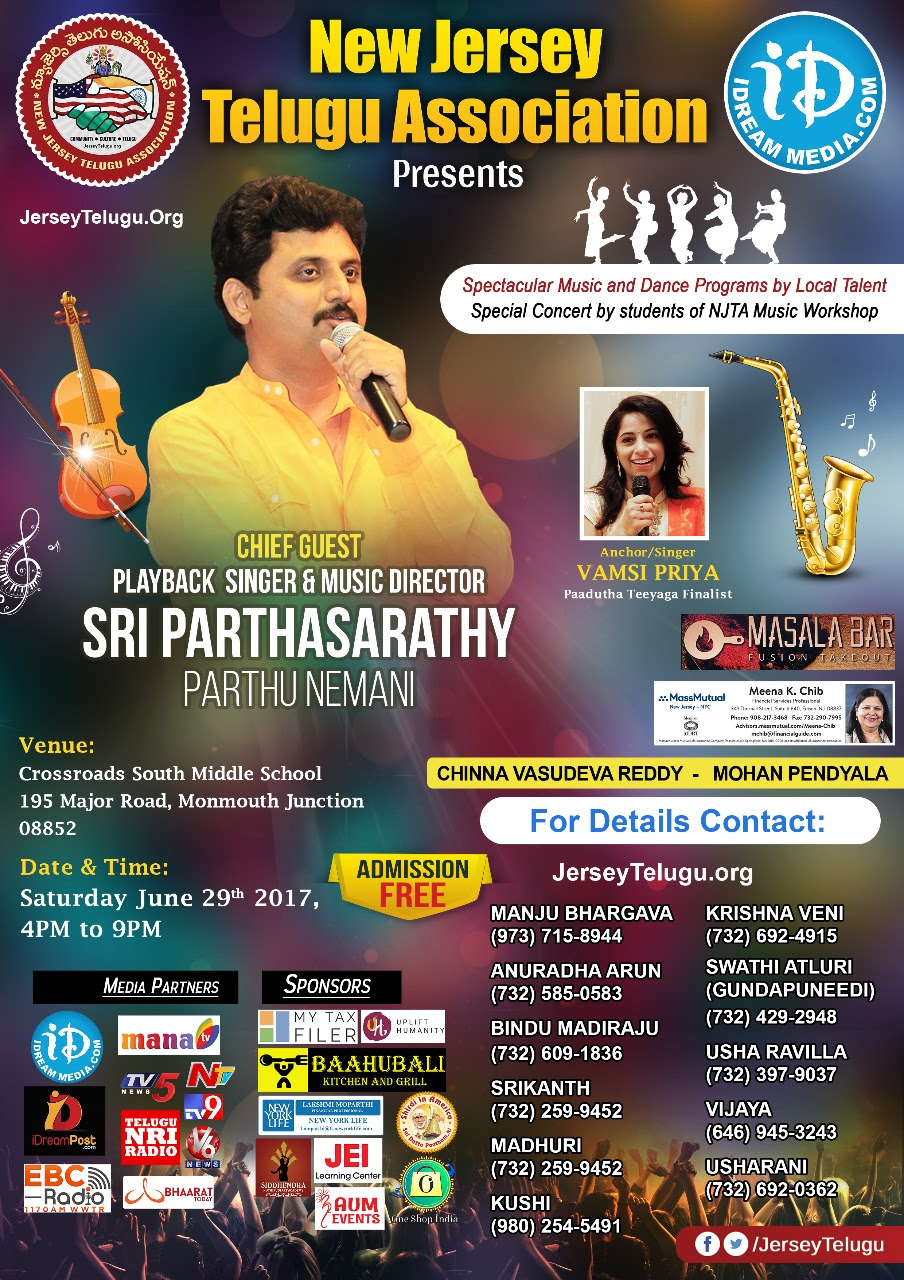 Summer Music And Cultural Program Chief Guest Parthu Nemani On June 29 