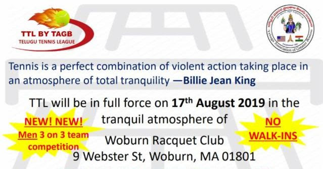 TAGB 2019 Tennis Tournament – Registrations now open