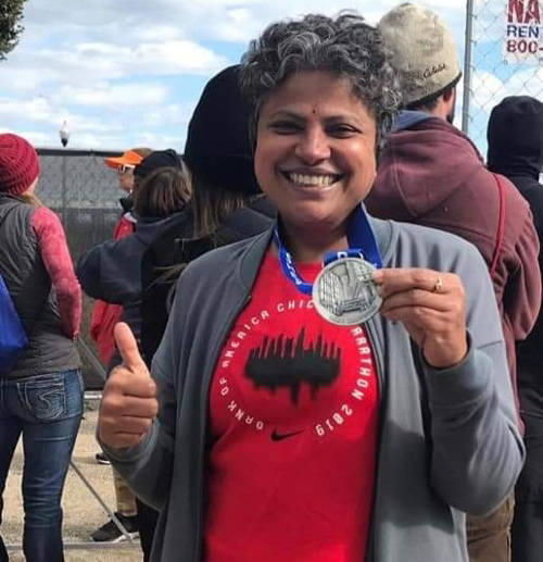 అమెరికా మారథాన్‌లో వరంగల్‌ జెడ్పీ చైర్‌పర్సన్‌కు మెడల్‌