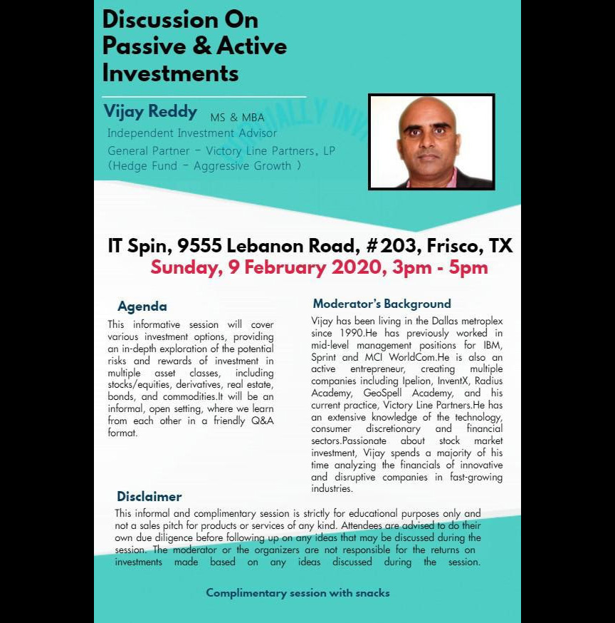 TPAD community supported events- Discussion on Passive & Active Investments