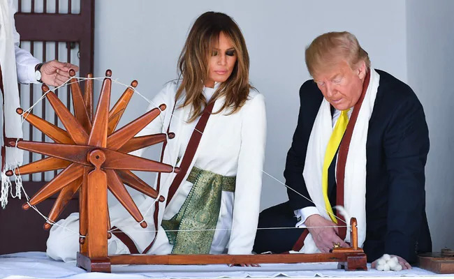 సబర్మతీ ఆశ్రమాన్ని సందర్శించిన డొనాల్డ్ ట్రంప్‍