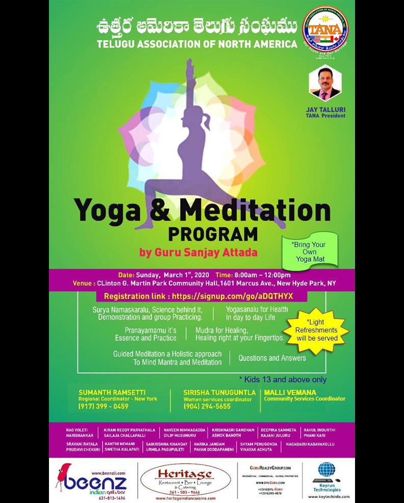 TANA Yoga & Meditation Program by Guru Sanjay Attada