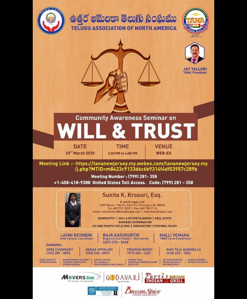 TANA Community Awareness Seminar on Will & Trust