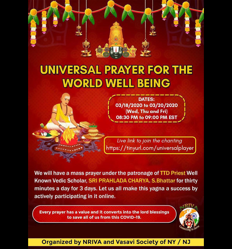 Universal Prayer for the World well being in NJ