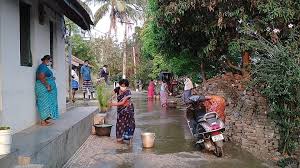 వేప, పసుపు నీళ్ళతో వీధులు శుభ్రం