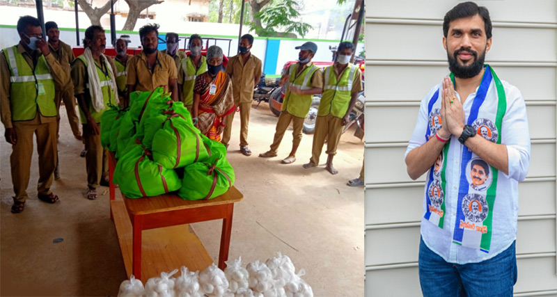 Sasank Reddy Donated Groceries in Jarravaripalli