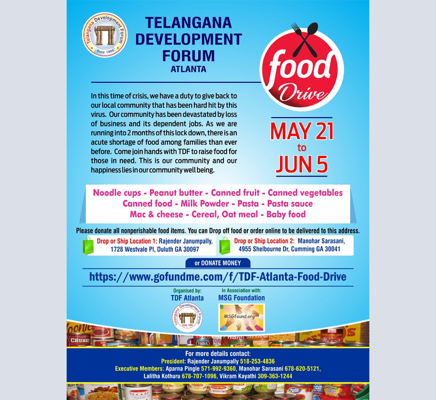 TDF Atlanta Food Drive from May 21 to Jun 5