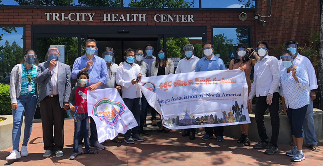 తానా-బాటా ఆధ్వర్యంలో హెల్త్ సిబ్బందికి 400 ఫేస్ షీల్డ్ ల పంపిణీ