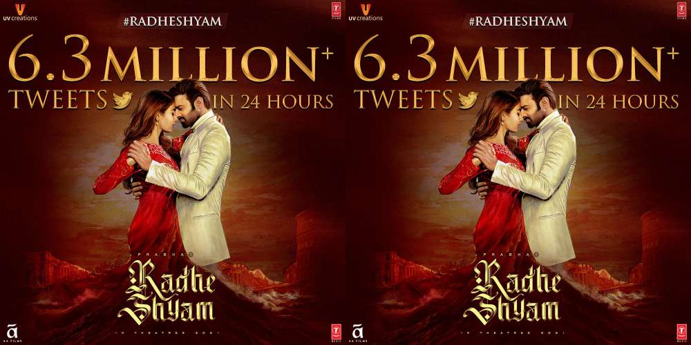 ప్రభాస్ ‘రాధే శ్యామ్’ ఫస్ట్ లుక్ కి 24 ఘంటలలో  6. 3 మిలియన్ల ట్వీట్స్