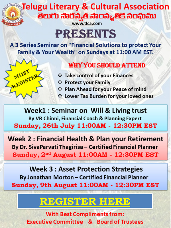 TLCA Community Service – 3 Series Seminar on Financial Solutions to protect your Family & Your Wealth