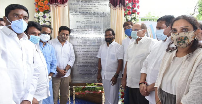 నీరా కేఫ్ నిర్మాణానికి మంత్రి కేటీఆర్ శంకుస్థాపన