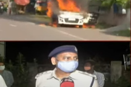 విజ‌య‌వాడ‌లో కారుతో ముగ్గురి స‌జీవ ద‌హ‌న య‌త్నం