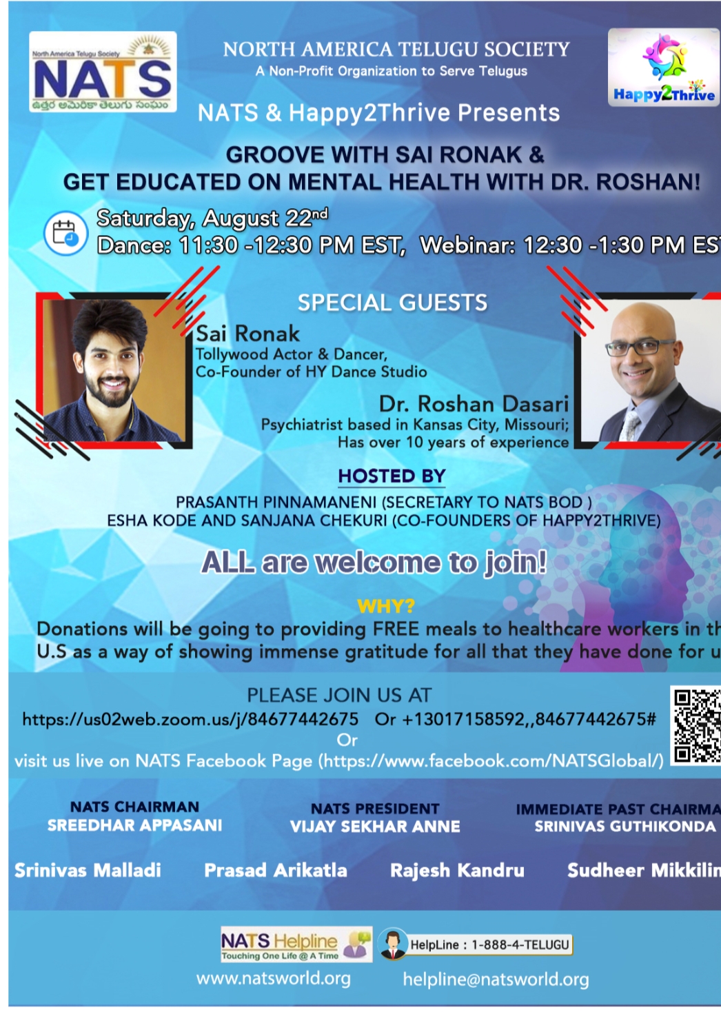 NATS & HAPPY2THRIVE Presents GROOVE WITH SAI RONAK on Aug 22
