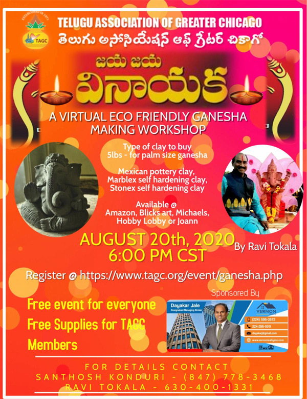 TAGC Lord Ganesha Workshop on Aug 20