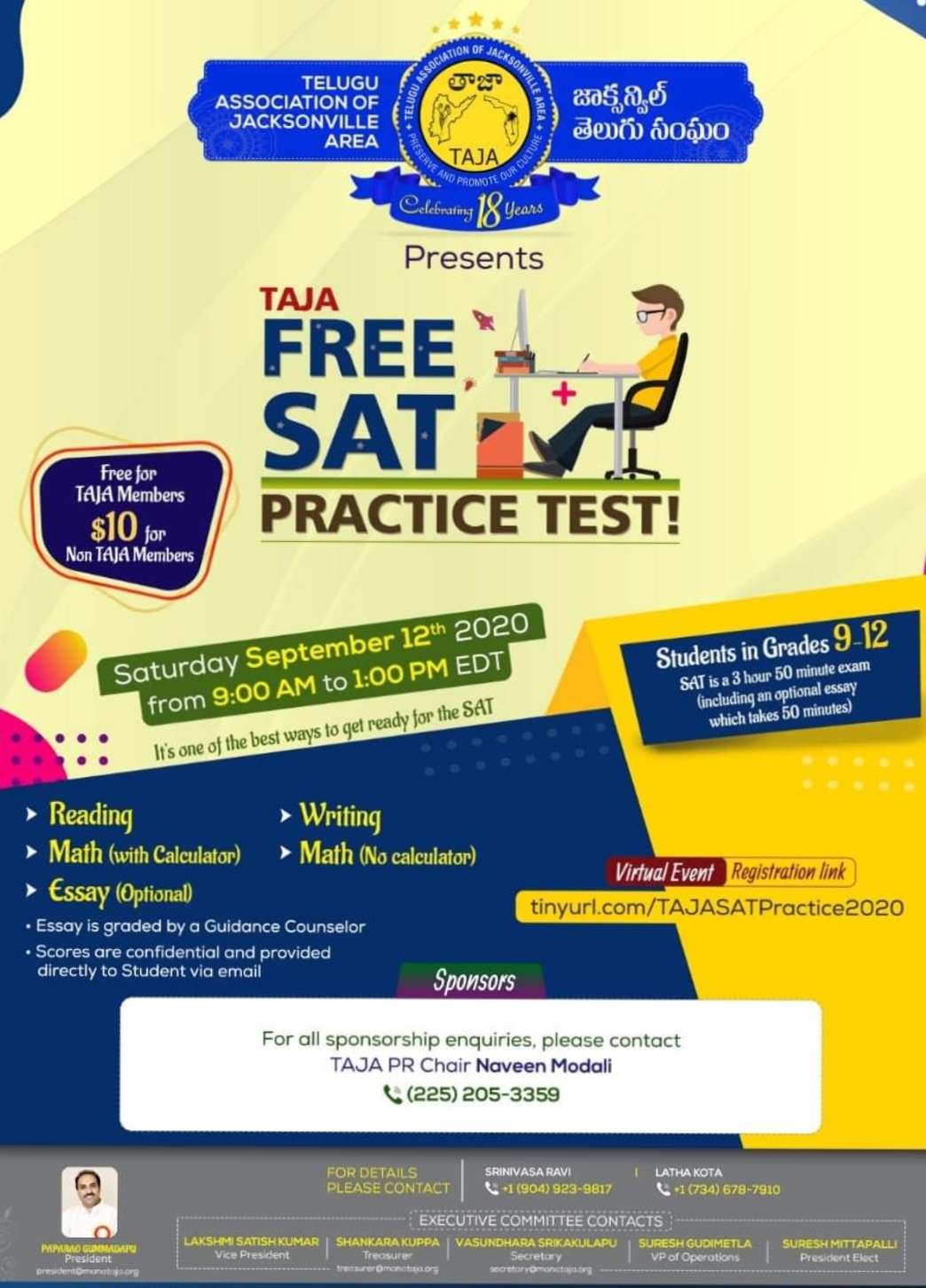 TAJA Free SAT Practice Test on Sept 12
