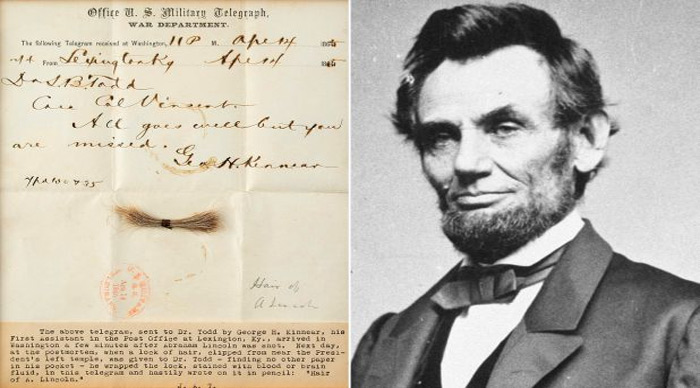 అబ్రహం లింకన్ వెంట్రుకలు రూ.60 లక్షలు …