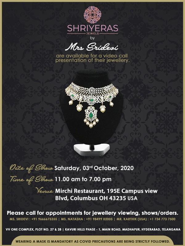 Shriyeras Jewels Show on 3rd Oct 2020