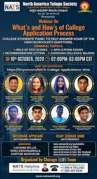 NATS Event: Webinar On What’s and How’s of College Application Process On Oct 10th