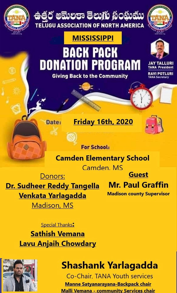 TANA Backpack Program on Oct 16