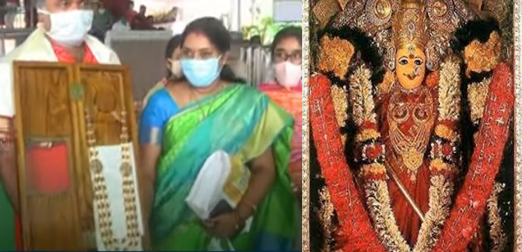 దుర్గమ్మకు ఎన్ఆర్ఐ భక్తుడు మణిహారం